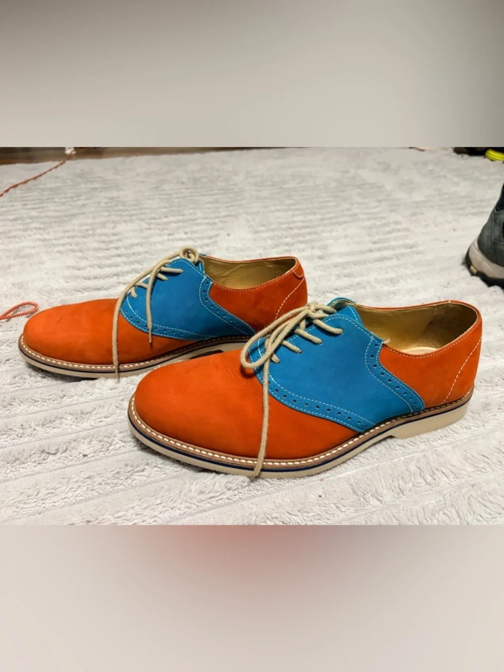 1901 Nordstrom Men’s 10 Oxford Dress Shoes Orange Blue Leather Colorblock